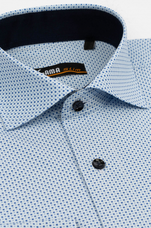 Camasa slim fit bleu cu imprimeuri  geometric albastru [2]