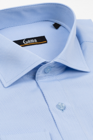 Camasa slim fit  bleu cu model in tesatura [2]