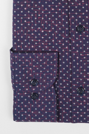 Camasa slim fit bleumarin cu imprimeuri roz [3]