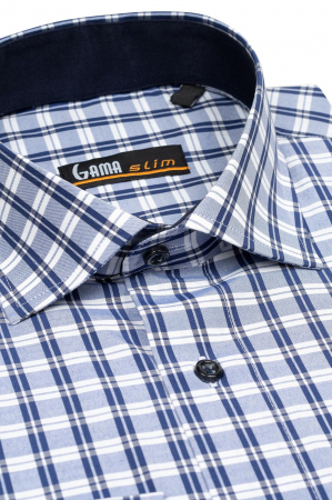 Camasa slim fit cu carouri bleu si bleumarin [1]
