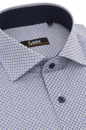Camasa slim fit cu elemente geometrice albastre [1]
