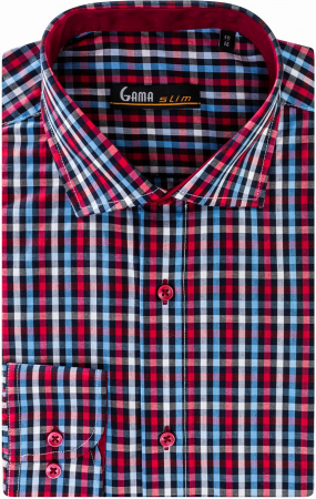 Camasa slim fit multicolora cu carouri [0]