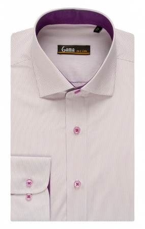 Camasa slim fit office cu dungi lila [0]