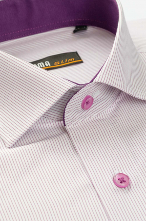 Camasa slim fit office cu dungi lila [1]