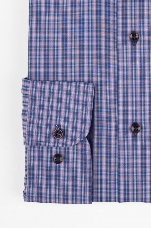 Camasa 2XL slim mov cu carouri albastre [2]