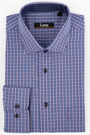 Camasa 2XL slim mov cu carouri albastre [0]