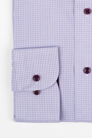 Camasa slim fit mov  cu carouri albe si bleu [2]