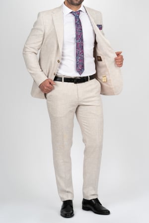 Costum barbati bej-deschis slim fit [5]