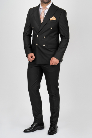 Costum barbati negru slim fit cu doua randuri de nasturi [5]