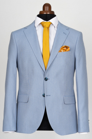 Costum barbati bleu-pepit slim fit [4]