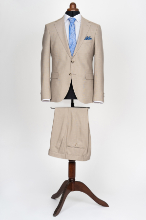 Costume slim fit - Costum barbati slim fit bej deschis pepit