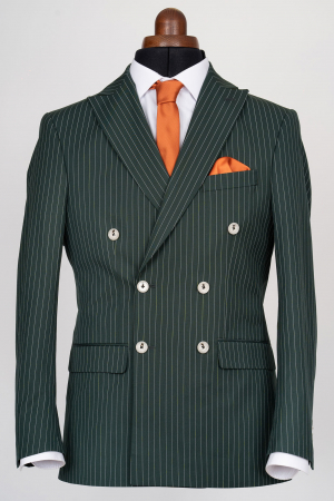 Costum barbati slim fit verde-dungi cu doua randuri de nasturi [2]
