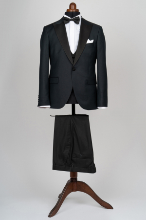 Costum barbati Smoking verde inchis slim fit [6]