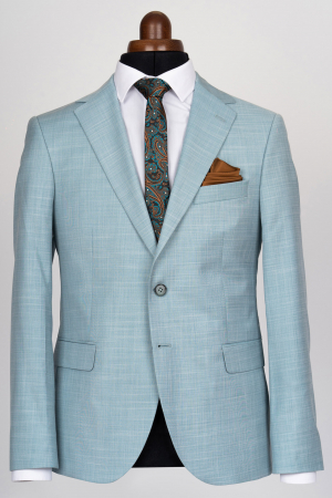 Costum barbati turcoaz deschis slim fit [4]