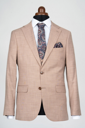 Costum cu vesta slim fit bej [2]