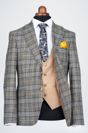 Costum cu vesta slim fit camel [1]