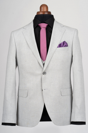 Costum cu vesta slim fit gri-deschis [1]