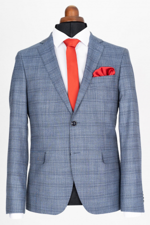 Costum slim albastru-caro [1]