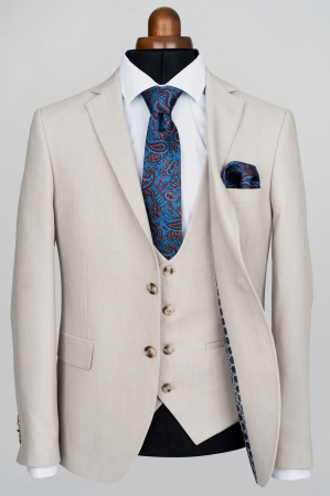 Costum cu vesta  slim bej [2]