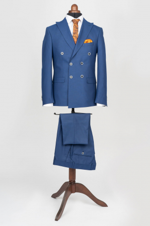 Costum slim bleumarin cu doua randuri de nasturi [0]