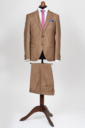 Costum slim fit bej-maro