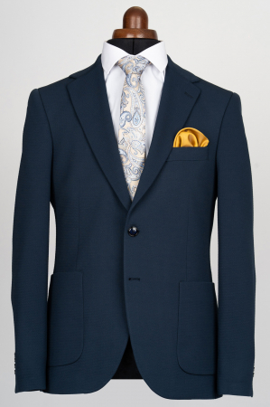 Imbracaminte Barbati - Sacou barbati slim fit bleumarin- structurat