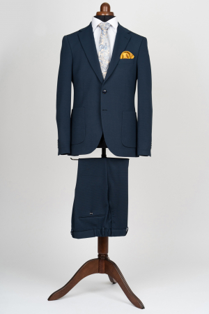 Costum barbati slim fit bleumarin- structurat