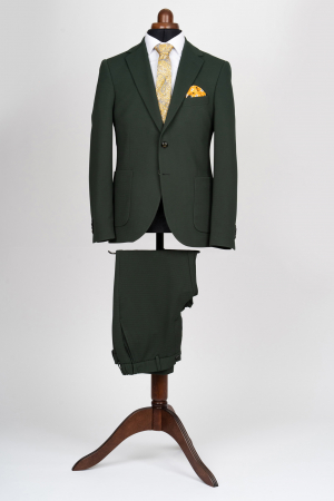 Costum barbati slim fit verde-inchis- structurat