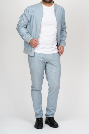 Costum sport - casual slim fit bleu-dungi