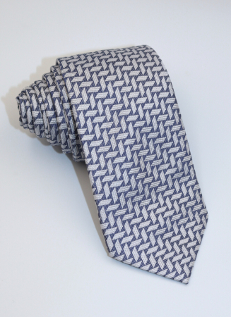 Cravate - Cravata albastra cu imprimeu geometric alb