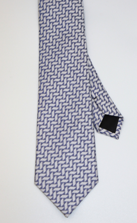 Cravata albastra cu imprimeu geometric alb [1]