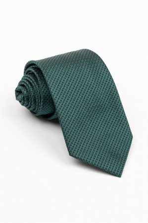 Accesorii - Cravata neagra cu imprimeu geometric verde-inchis