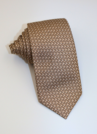 Cravate - Cravata capucino cu imprimeu geometric negru