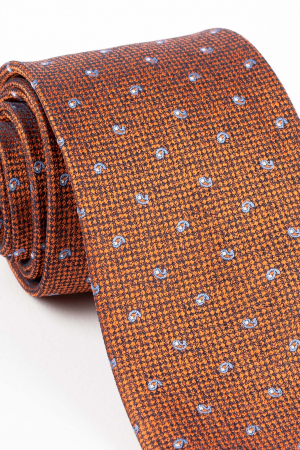 Cravata caramizie cu imprimeu bleu [1]