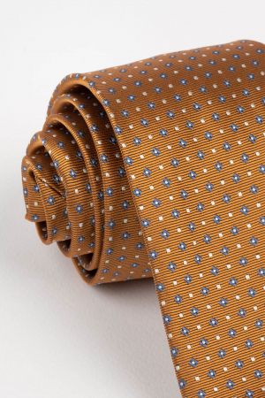 Cravata coniac cu imprimeu geometric albastru [1]
