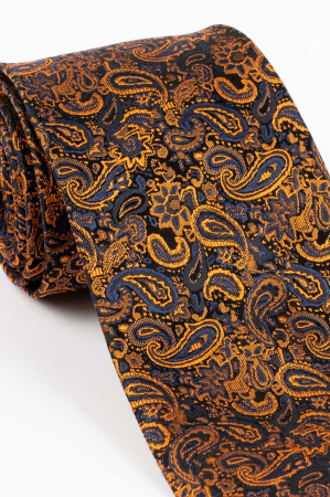 Cravata din matase naturala cu model paisley caramiziu [1]
