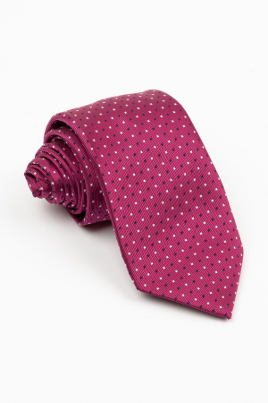 Cravata fucsia cu imprimeu geometric alb si negru [0]