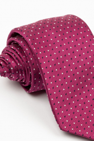 Cravata fucsia cu imprimeu geometric alb si negru [1]