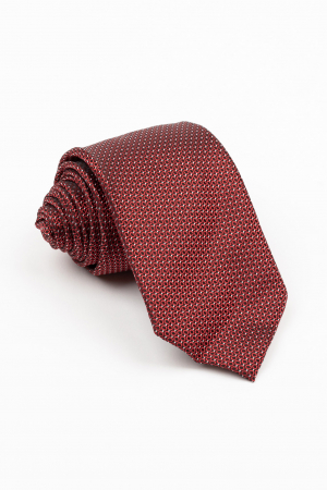Accesorii - Cravata neagra cu imprimeu geometric visiniu si insertie alba