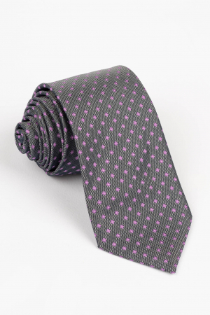 Cravata gri cu motive geometrice mov [0]