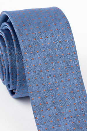 Cravata ingusta albastra cu picouri portocalii [1]