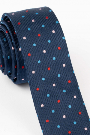 Cravata ingusta bleumarin cu buline colorate [1]
