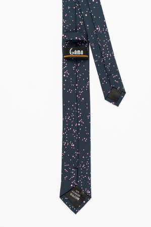 Cravata ingusta bleumarin cu buline roz [2]