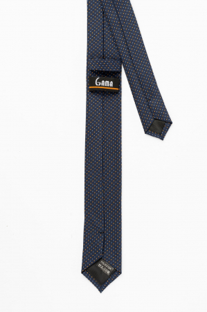 Cravata ingusta bleumarin cu picouri bleu si portocalii [2]