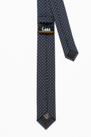 Cravata ingusta bleumarin cu picouri galbene [2]