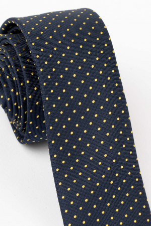 Cravata ingusta bleumarin cu picouri galbene [1]