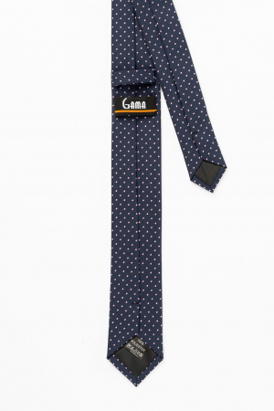 Cravata ingusta bleumarin cu picouri roz [2]