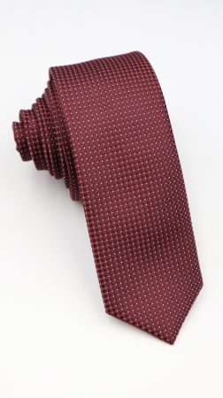 Cravate - Cravata ingusta burgund-visiniu cu picouri albe