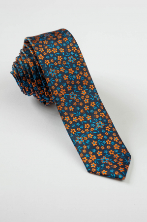 Cravata ingusta cu elemente florale [0]