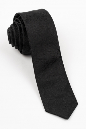 Cravate - Cravata ingusta neagra cu imprimeu paisley